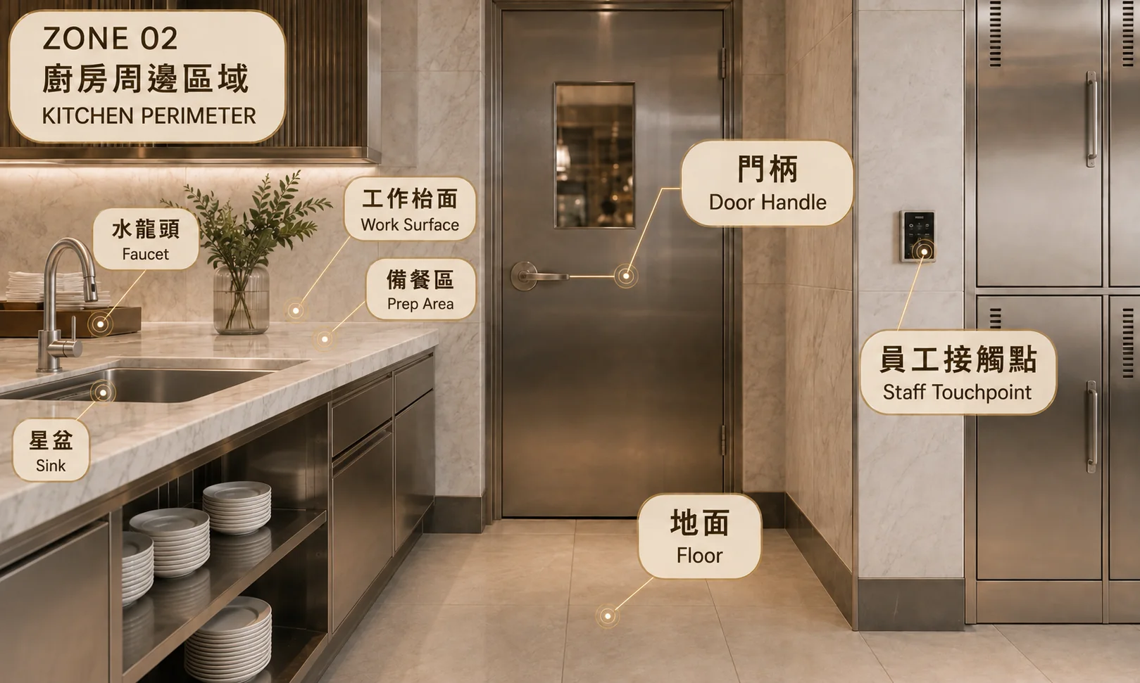 餐廳廚房周邊施作範圍